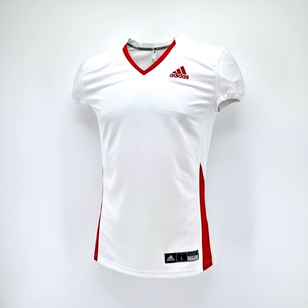 Adidas A1 Stock Football Jersey Mens Large White Red V-Neck NWT - Picture 2 of 16